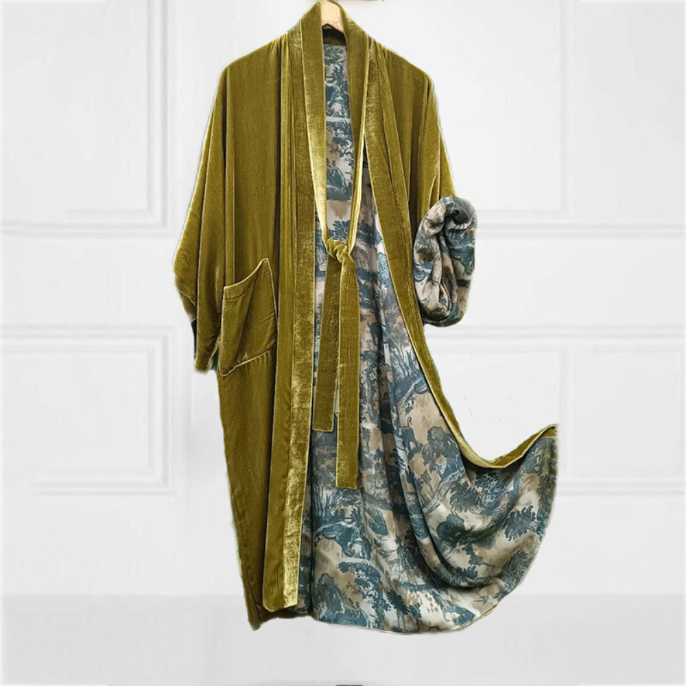 Women's Ink Painting Print Casual Kimono Duster 1