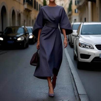 Women's Lantern Sleeve Belted Dress 1