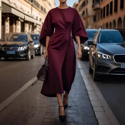 Women's Lantern Sleeve Belted Dress 4