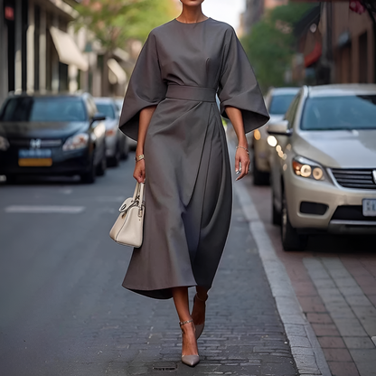 Women's Lantern Sleeve Belted Dress 5