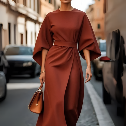 Women's Lantern Sleeve Belted Dress 7