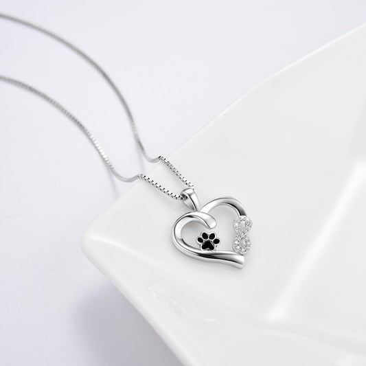 Women’s Necklace with Heart and Paw Symbol Design 0