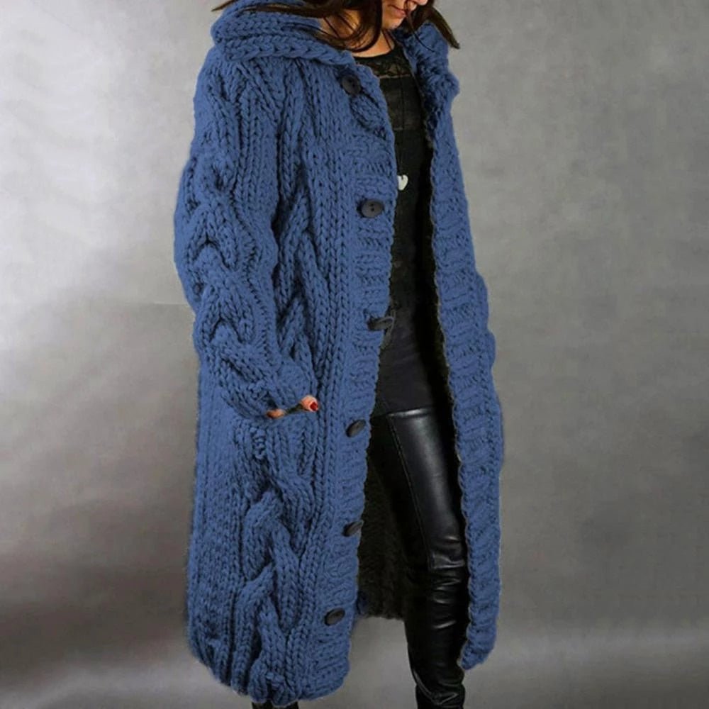 Women's Oversized Cable Knit Button Cardigan Sweater 1