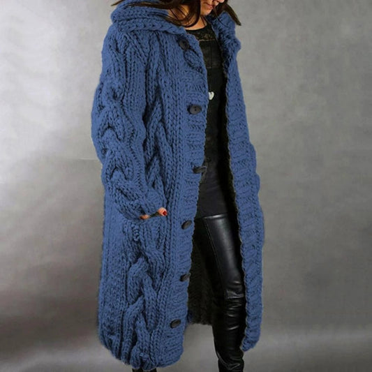 Women's Oversized Cable Knit Button Cardigan Sweater 1