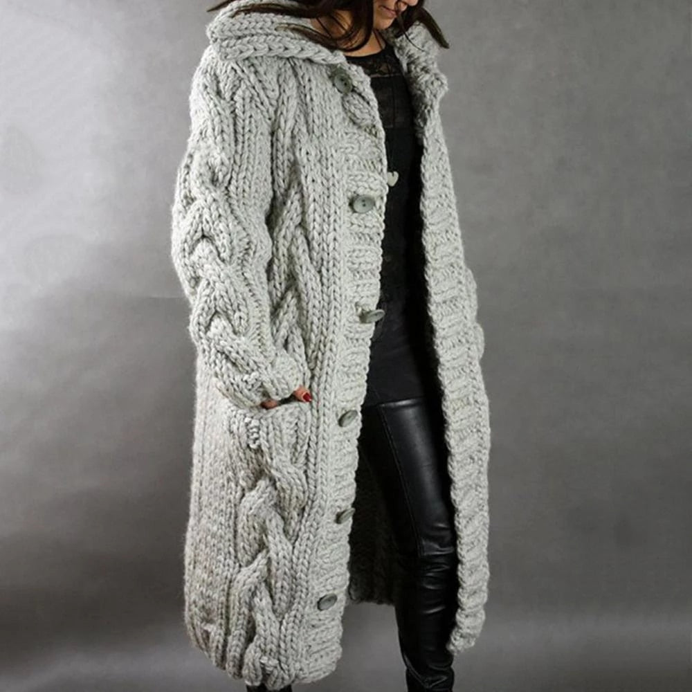 Women's Oversized Cable Knit Button Cardigan Sweater 2