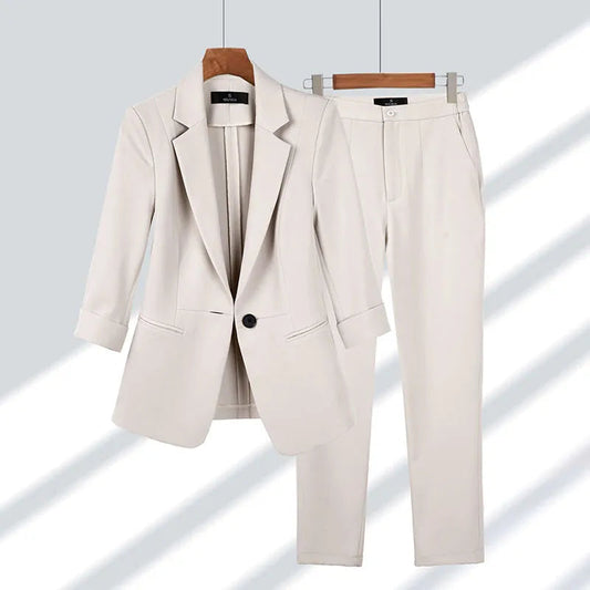 Women’s Single-Button Blazer and Trousers Suit