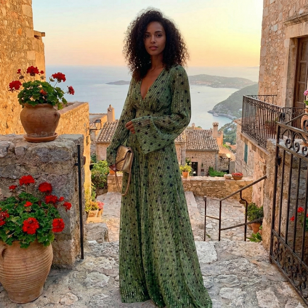 Women's Summer Dress Maxi Long Sleeve | Bohemian Dress 1