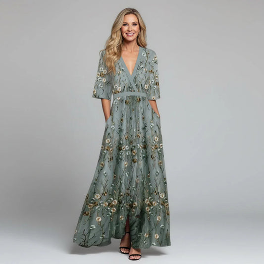 Women's Summer Dress Maxi Long Sleeve | Floral Dress 1