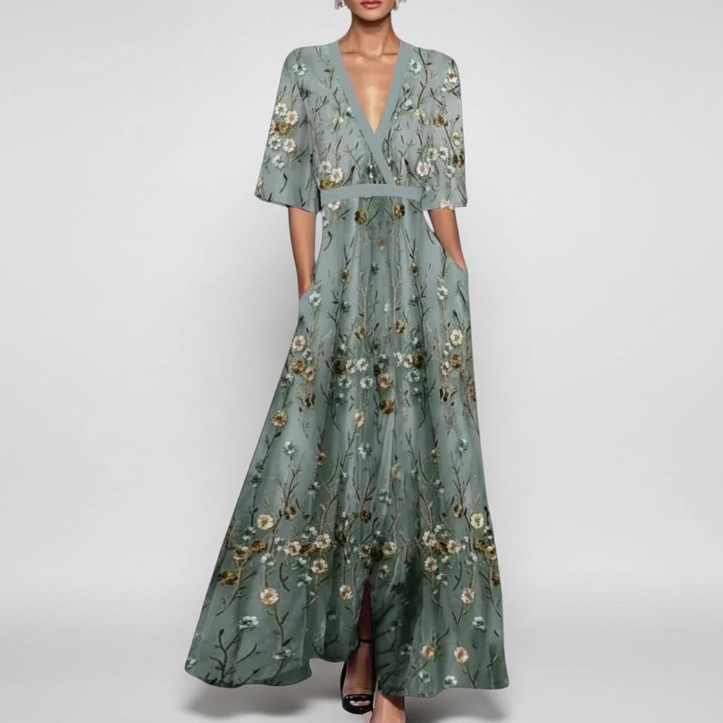 Women's Summer Dress Maxi Long Sleeve | Floral Dress 2