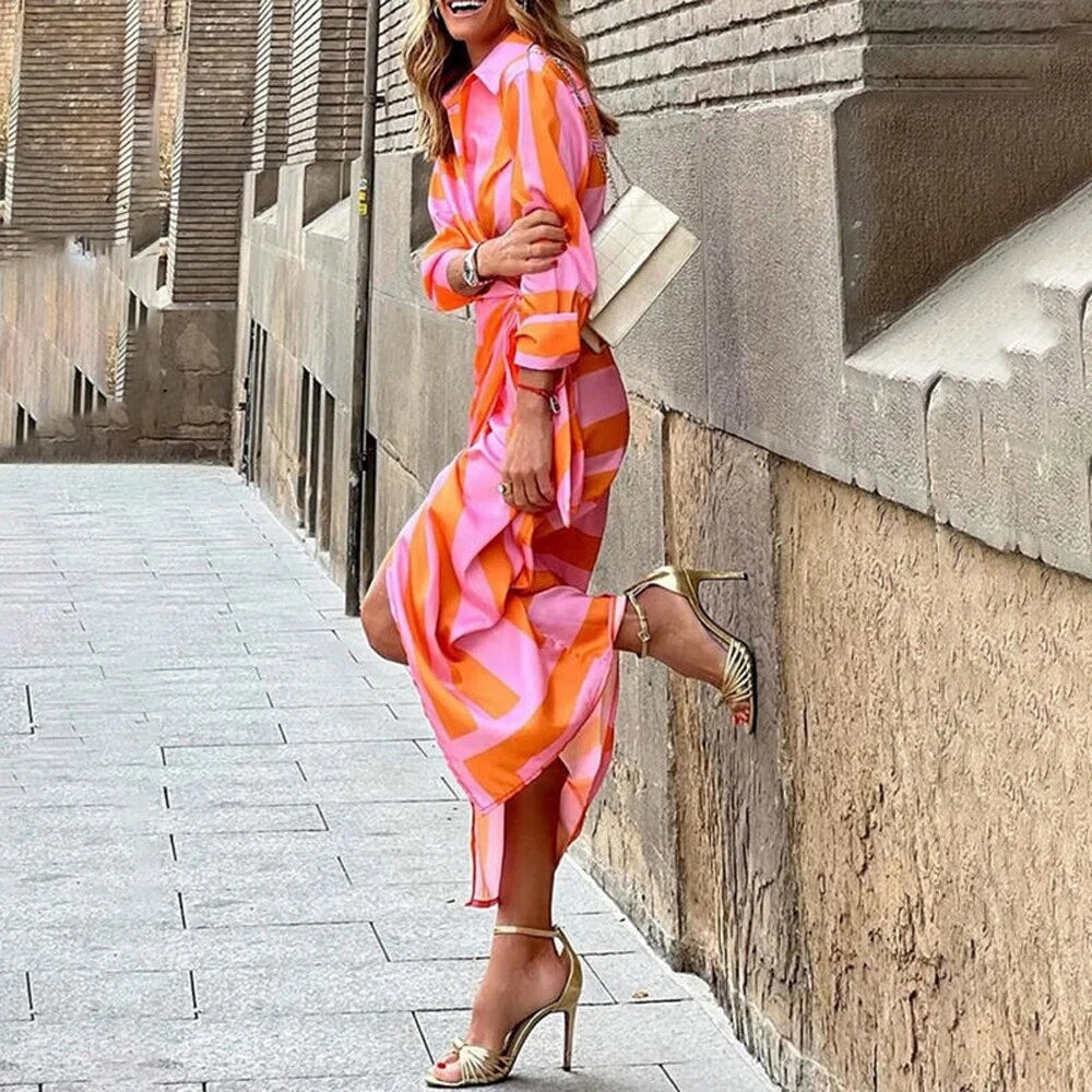 Women's Summer Dress Maxi Long Sleeve Wrap | Printed Dress 1