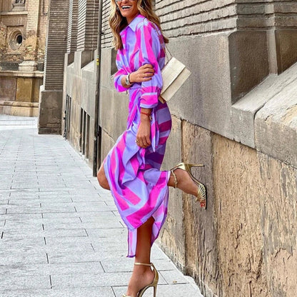 Women's Summer Dress Maxi Long Sleeve Wrap | Printed Dress 3