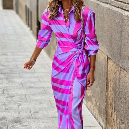 Women's Summer Dress Maxi Long Sleeve Wrap | Printed Dress 4