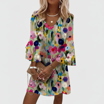 Women's Summer Dress Mini | Floral Print V-Neck Dress 2