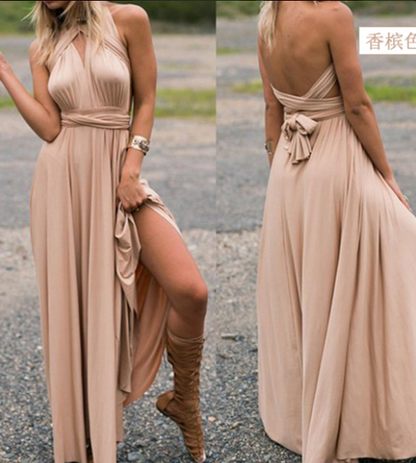 Women's Maxi Dress with Multi-Way Wrap Straps