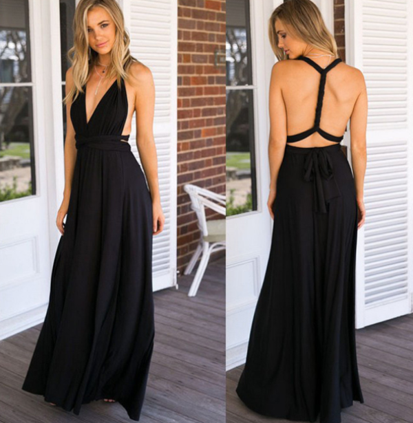 Women's Maxi Dress with Multi-Way Wrap Straps