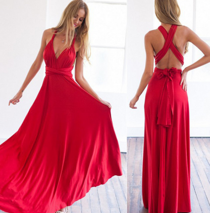 Women's Maxi Dress with Multi-Way Wrap Straps