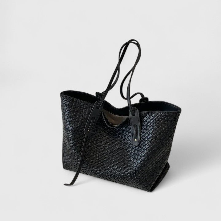 Women’s Woven Pattern Tote Bag with Interior Compartment 0