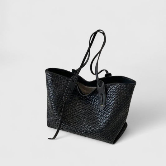 Women’s Woven Pattern Tote Bag with Interior Compartment 0