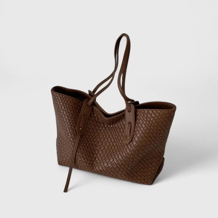 Women’s Woven Pattern Tote Bag with Interior Compartment 1