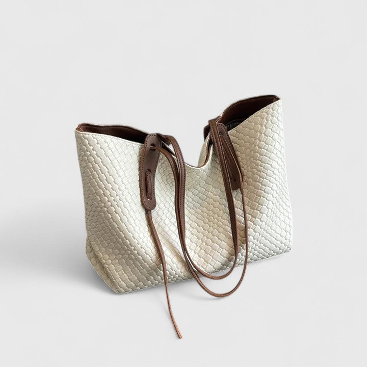 Women’s Woven Pattern Tote Bag with Interior Compartment 4