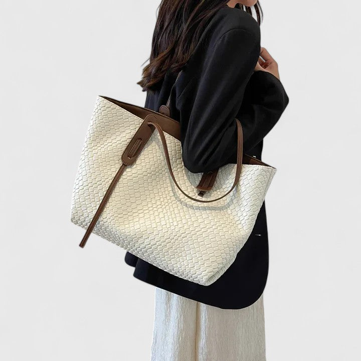 Women’s Woven Pattern Tote Bag with Interior Compartment 6