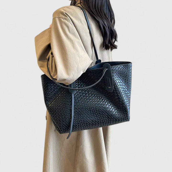 Women’s Woven Pattern Tote Bag with Interior Compartment 7