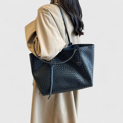 Women’s Woven Pattern Tote Bag with Interior Compartment 7