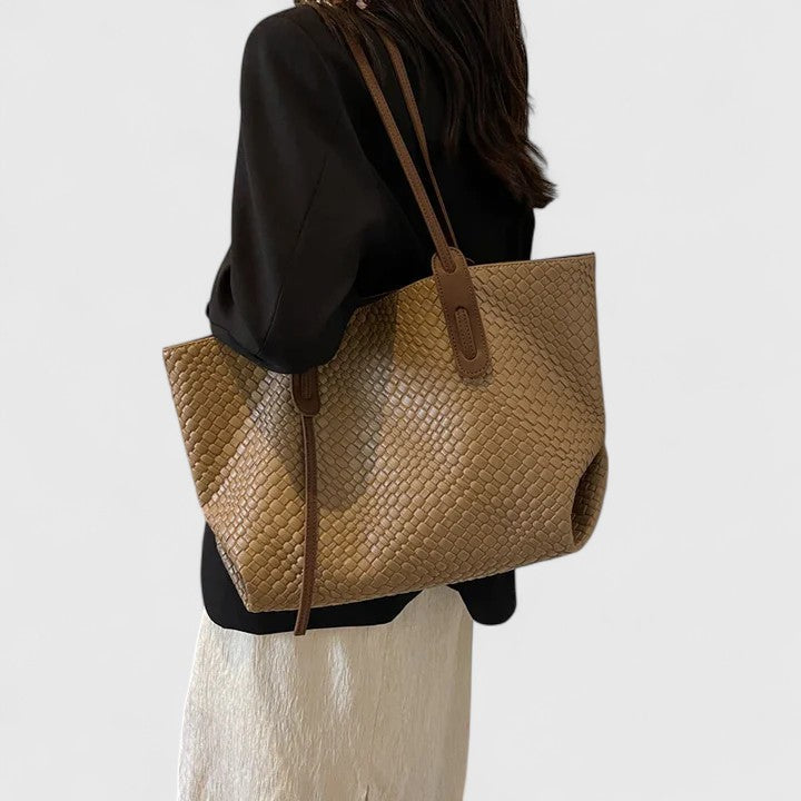 Women’s Woven Pattern Tote Bag with Interior Compartment 8