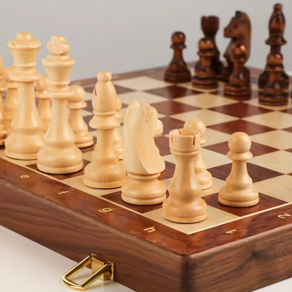 Wooden Chess Set Walnut Board Premium Pieces 3
