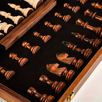 Wooden Chess Set Walnut Board Premium Pieces 4
