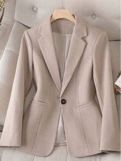 Women's Business Blazer with Notch Lapel in Beige