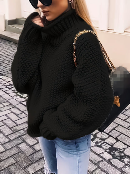 Women's Knitted Casual Turtleneck Jumper with Long Sleeves | Ideal for Winter