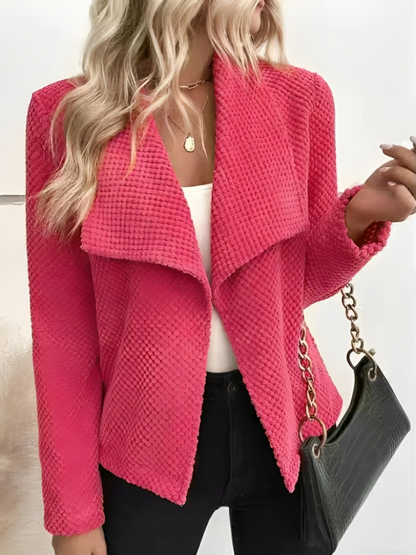 Women's Chic solid-color open-front waffle blazer | Perfect for Casual Days