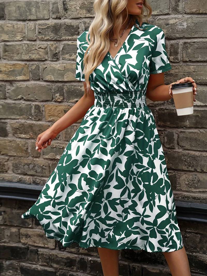 Women's Elegant High-Quality Wrap Dress with Short Sleeves