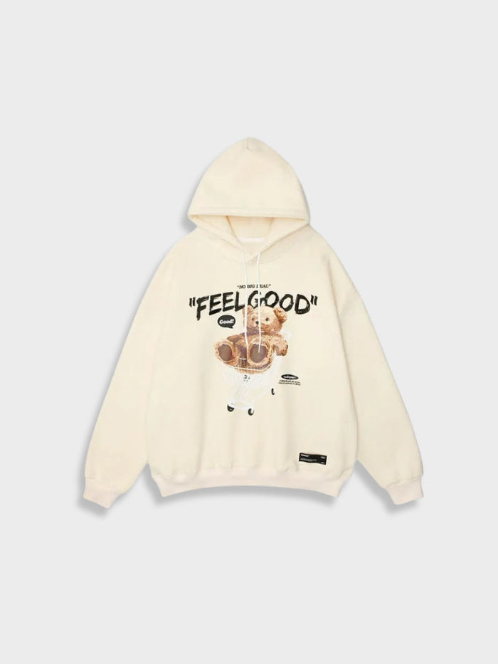 Men's Casual Plain Hoodie with 'Feel Good' Print | Perfect for All Seasons