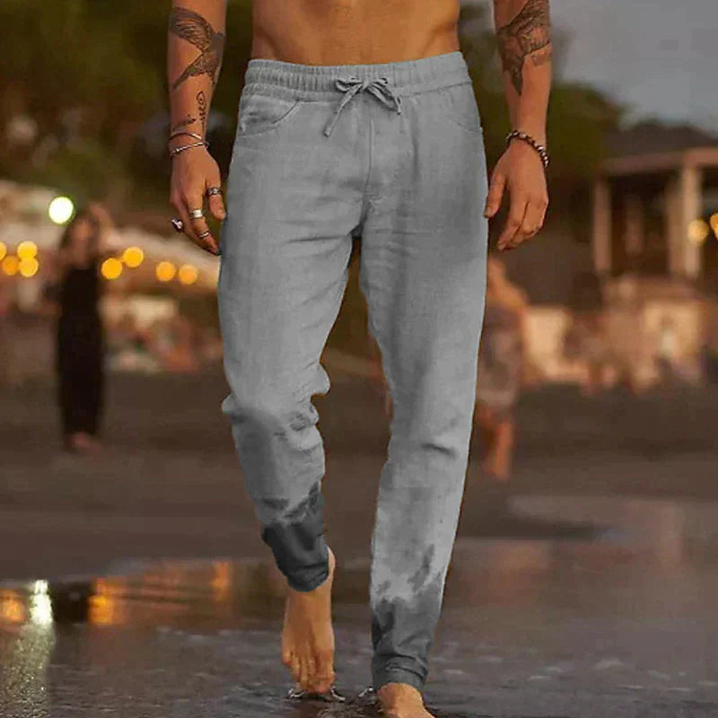 Men's Relaxed Linen Pants with Casual Cut for Breathability