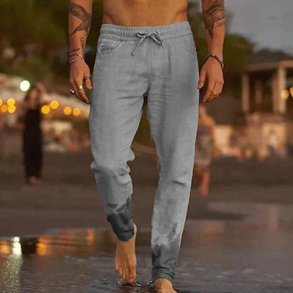 Men's Relaxed Linen Pants with Casual Cut for Breathability