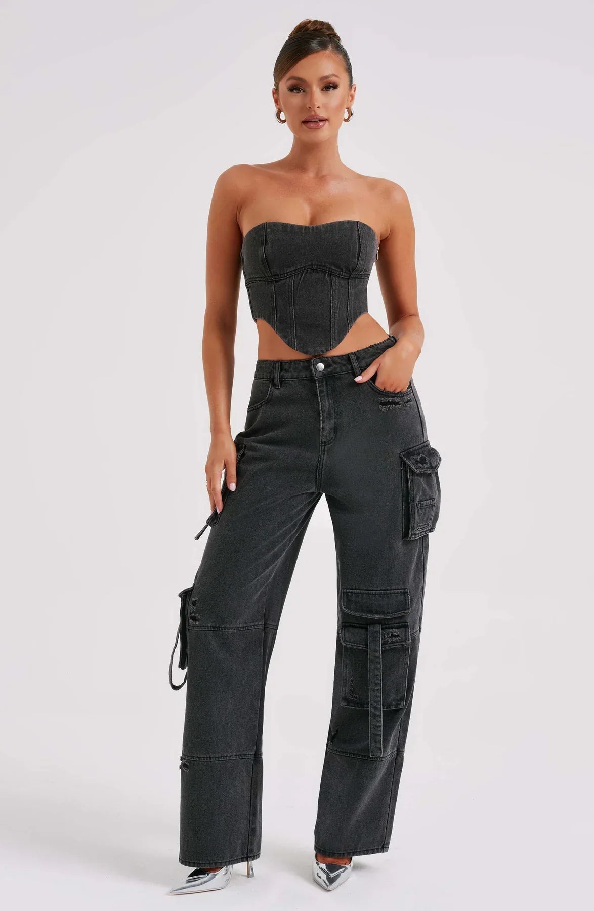 Variant image for ChicFusion – Stylish Corset & Cargo Pants Set, Flattering Fit, Durable Fabric, Perfect for Casual & Elevated Looks-7