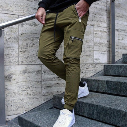 Men's Cargo Pants Slim Fit Stretch Jogger Zipper Pockets
