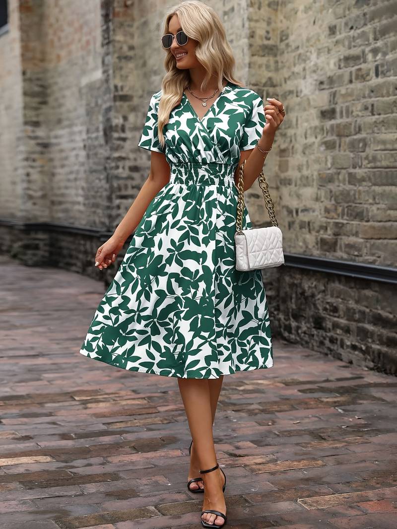 Women's Elegant High-Quality Wrap Dress with Short Sleeves