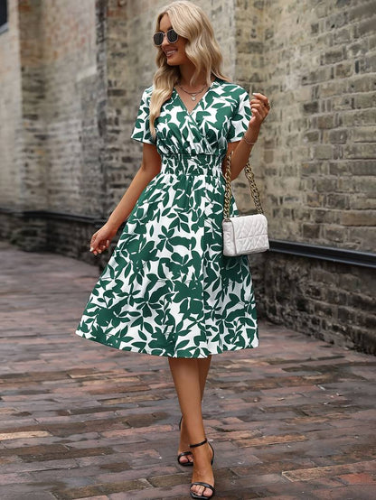 Women's Elegant High-Quality Wrap Dress with Short Sleeves