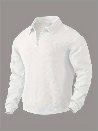 Men's Quarter Zip Jumper with Collar and Geometric Pattern | Ideal for Winter