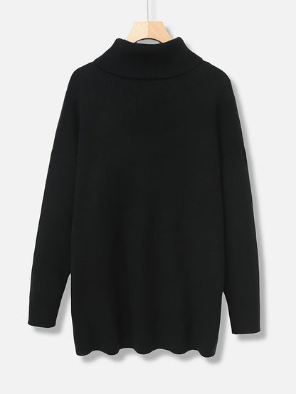 Women's Oversized Solid Colour Turtleneck Jumper | Ideal for Winter