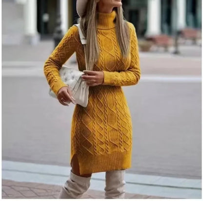 Women's Autumn Elegant Turtleneck Sweater Mini Dress | Ideal for Autumn