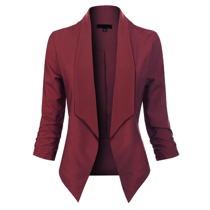 Women’s Open Front Draped Blazer Long Sleeve Office Wear