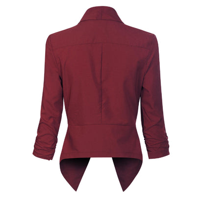 Women’s Open Front Draped Blazer Long Sleeve Office Wear