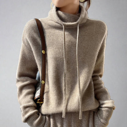 Celeste - Cozy Cashmere Turtleneck Jumper with Drawstring