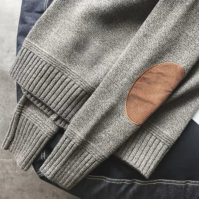 Men's Stylish Warm Cashmere Jumper with Elbow Padding | Ideal for Winter