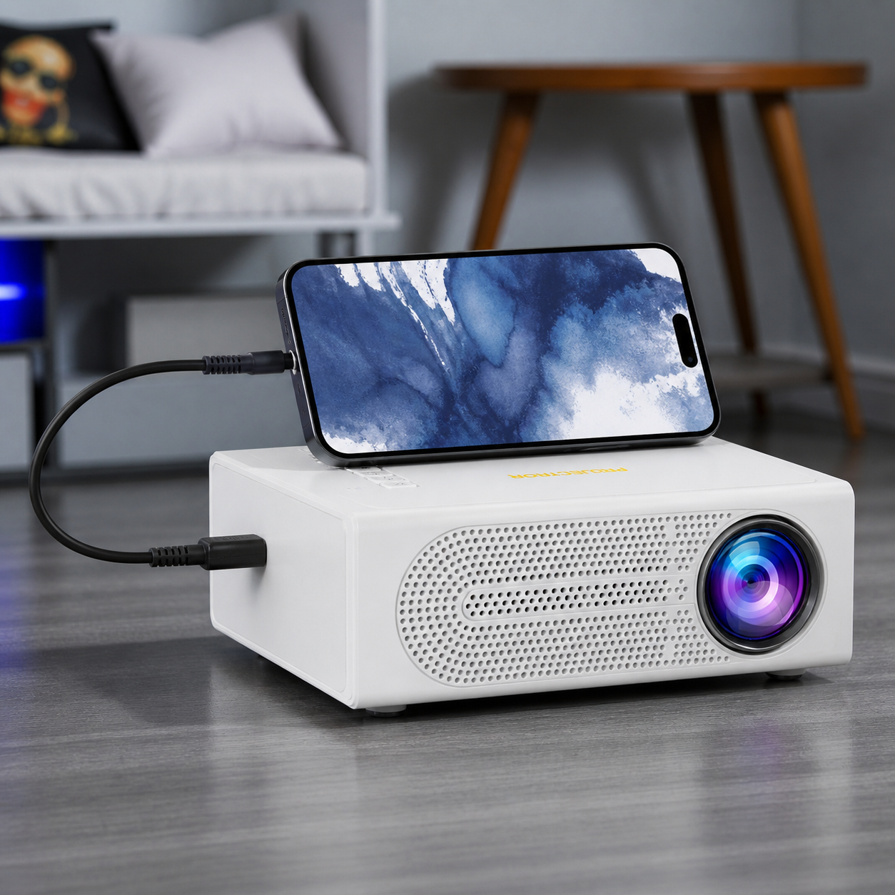 Mini Projector – 3000 Lumen Portable Device for Home and Outdoor Use