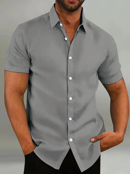 Men's Lightweight Button-Down Shirt with Short Sleeves